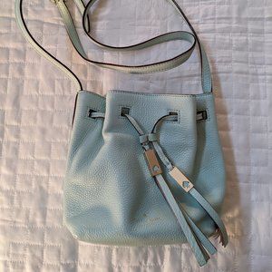 Kate Spade Tiny Cooper Light Blue Leather Crossbody Bucket Bag